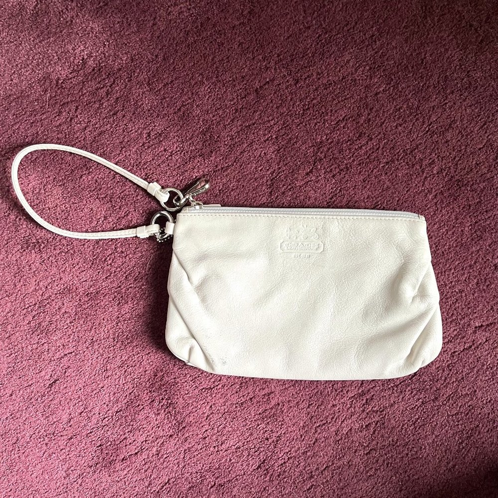 White coach wrist bag